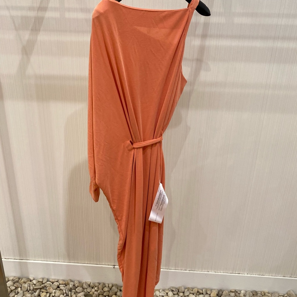 BCBG ASYMMETRICAL SHOULDER PEACH DRESS L - Picture 3 of 3